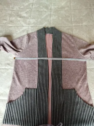 Chaqueta punto rosa con rayas