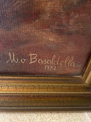 Cuadro antiguo mujer con cesta