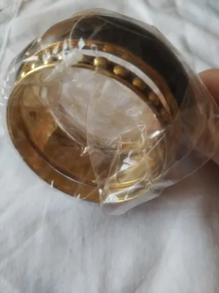 Set 3 Pulseras anchas dorada y negro acero inox