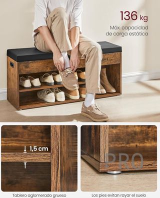 Banco zapatero con cojín - Vasagle