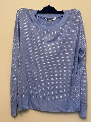 Jersey Zara azul con detalles plateados