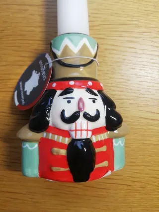 Portavelas Cascanueces Navidad Cerámica