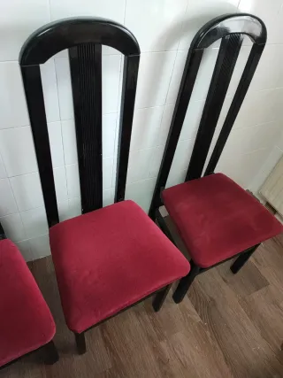 4 Sillas Comedor Negras Terciopelo Rojo