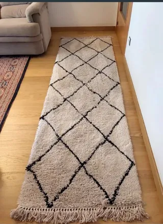 Alfombra Bereber Jiraya 80x250 Beige/Negro
