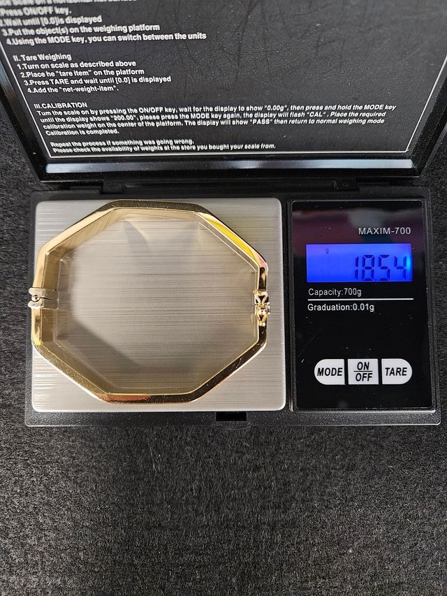 Pulsera Brazalete de Oro 18K, Octagonal, 18,54gr
