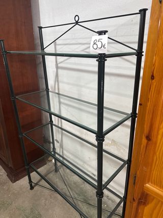 Estantería metálica con 4 baldas de cristal