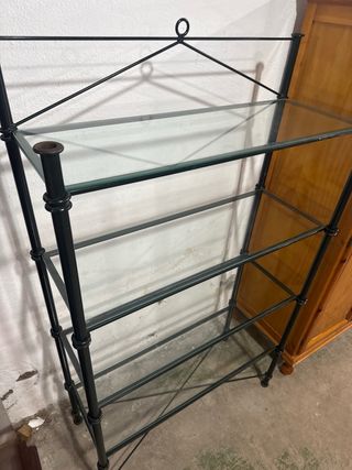 Estantería metálica con 4 baldas de cristal