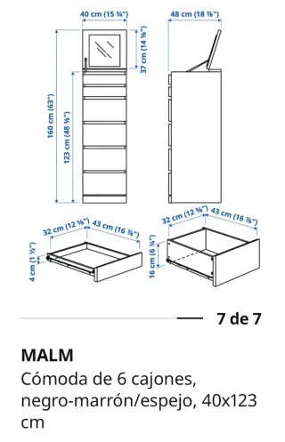 Cómoda MALM 6 cajones wengue a estrenar y  montada