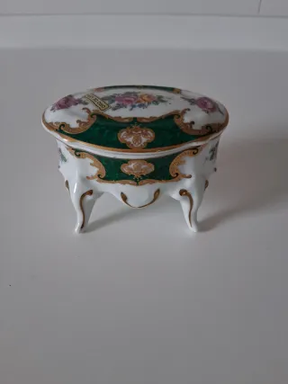 Caja Joyero Porcelana Elyca Flores Doradas