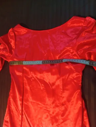 Traje de flamenca rojo satén