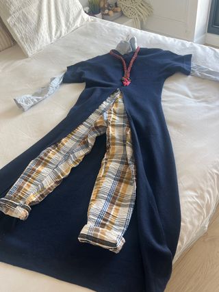 Chaleco jersey largo , manga corta