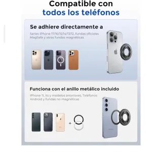 Soporte anillo MagSafe 360° fibra  carbono iPhone