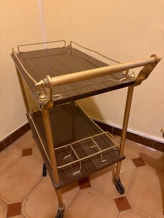 Mesa bar vintage madera y cristal