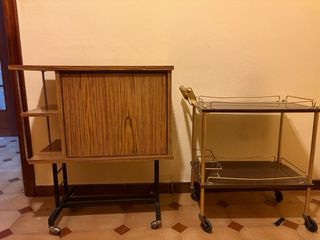 Mesa bar vintage madera y cristal