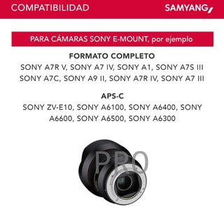 Objetivo fotográfico para Sony FE - Samyang