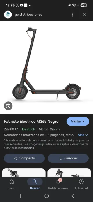 Patinete Eléctrico Xiaomi M365 Negro