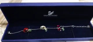Braccialetto Swarovski con cristalli rossi e verdi