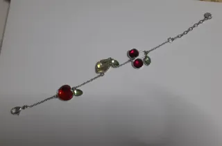 Braccialetto Swarovski con cristalli rossi e verdi