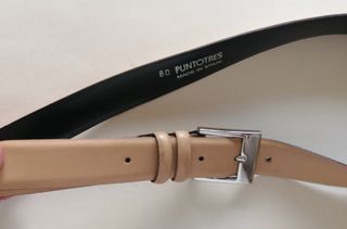 CINTURÓN HOMBRE BEIGE DE PIEL "PUNTOTRES".TALLA 80