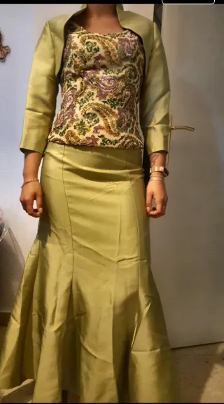 Vestido Fiesta Talla S Verde Multicolor