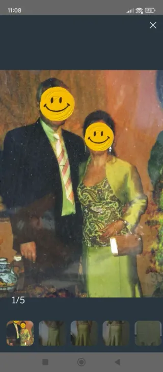 Vestido Fiesta Talla S Verde Multicolor