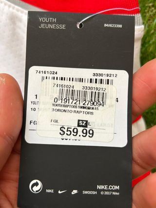 Camiseta Toronto Raptors Blanca Talla L Juvenil