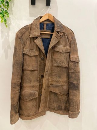 Chaqueta de piel Massimo Dutti marrón