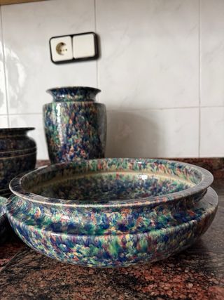 Conjunto Cerámica Decorativa Vintage Multicolor