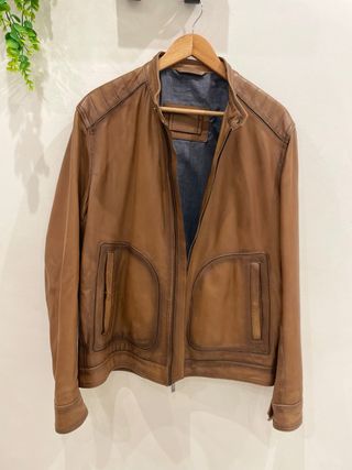 Chaqueta de piel Massimo Dutti Marrón