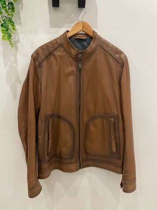 Chaqueta de piel Massimo Dutti Marrón