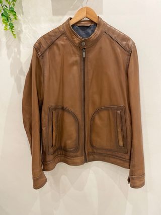 Chaqueta de piel Massimo Dutti Marrón