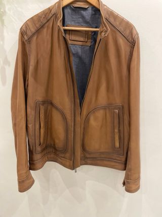 Chaqueta de piel Massimo Dutti Marrón