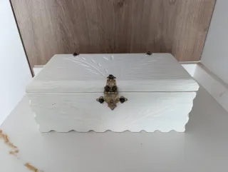 Caja baúl de madera maciza pintada rn blanco