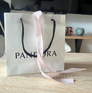 Bolsa de regalo Pandora con lazo rosa
