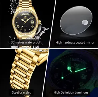 Reloj Olevs Automático Hombre Negro/Dorado