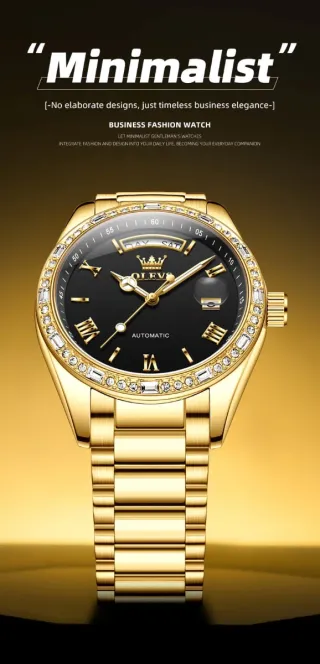 Reloj Olevs Automático Hombre Negro/Dorado