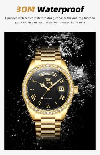 Reloj Olevs Automático Hombre Negro/Dorado