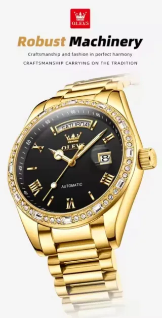 Reloj Olevs Automático Hombre Negro/Dorado