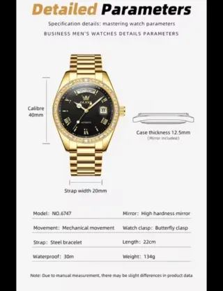 Reloj Olevs Automático Hombre Negro/Dorado