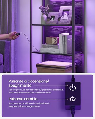 Scaffale a 6 Ripiani con Luce LED Dimmerabile, Lib