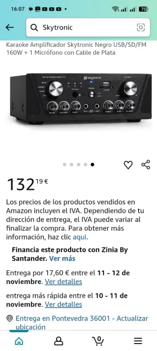 Amplificador Skytronic Negro USB/SD/FM 160W