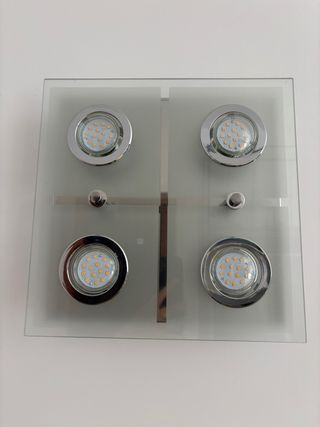 Plafoniera quadrata 4 faretti LED cromati