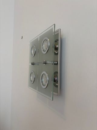 Plafoniera quadrata 4 faretti LED cromati