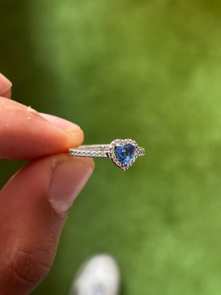 Anillo Pandora Corazón Azul Plata 925