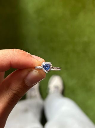 Anillo Pandora Corazón Azul Plata 925