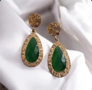Pendientes Flamenca Dorados y Verdes
