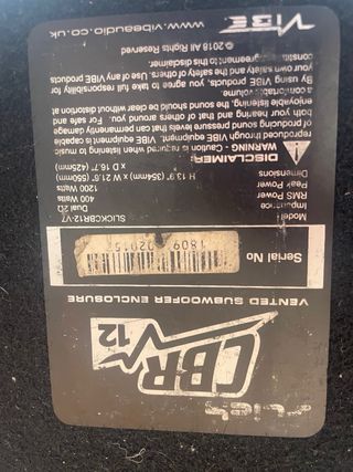 Subwoofer Vibe Negro+ etapa