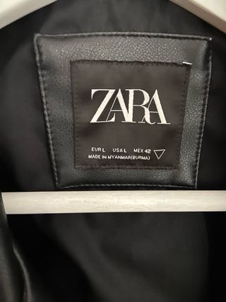 Chaqueta Cuero Negra Zara Talla L