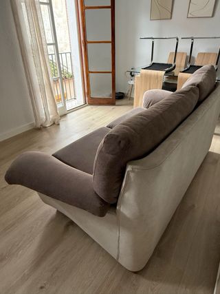 Sofá 2 plazas marrón y beige 1.80cm