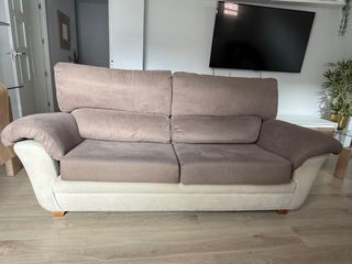 Sofá 2 plazas marrón y beige 1.80cm